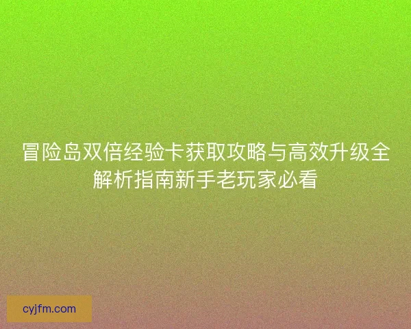冒险岛双倍经验卡获取攻略与高效升级全解析指南新手老玩家必看